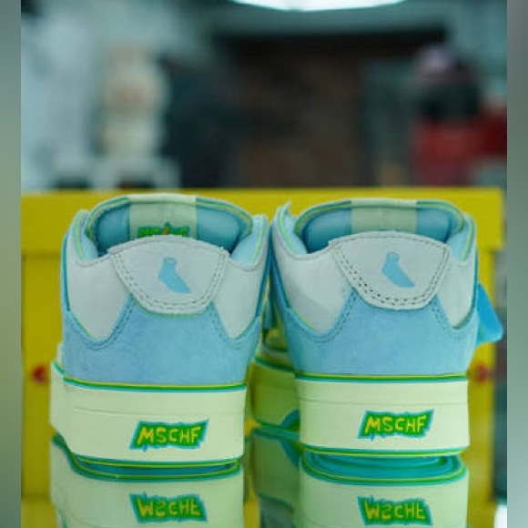 MSCHF Men Stylish Blue and Cream Sneakers size 8